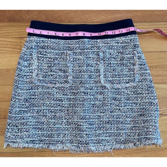 J Crew Womens Tweed Mini Skirt Size 4 Frayed Punk Coquette Preppy Feminine Soft - Picture 7 of 13